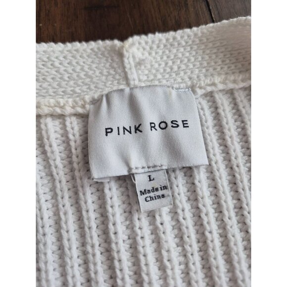 Pink Rose White Knit Cardigan With Black Velvet Bows size L - Picture 4 of 7